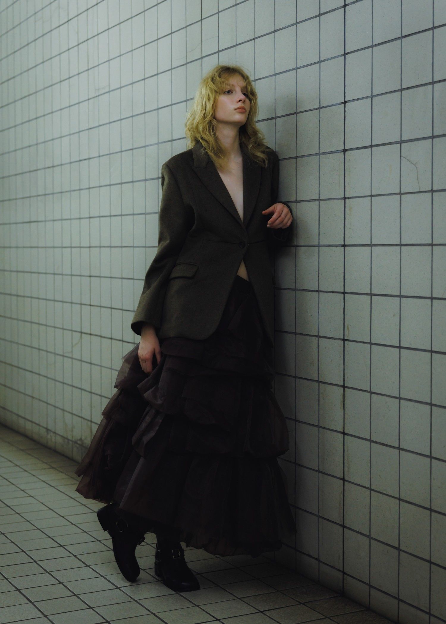 organdy random tiered pattern SK / オーガンジー ティアードスカート (ブラック) / 25AW /