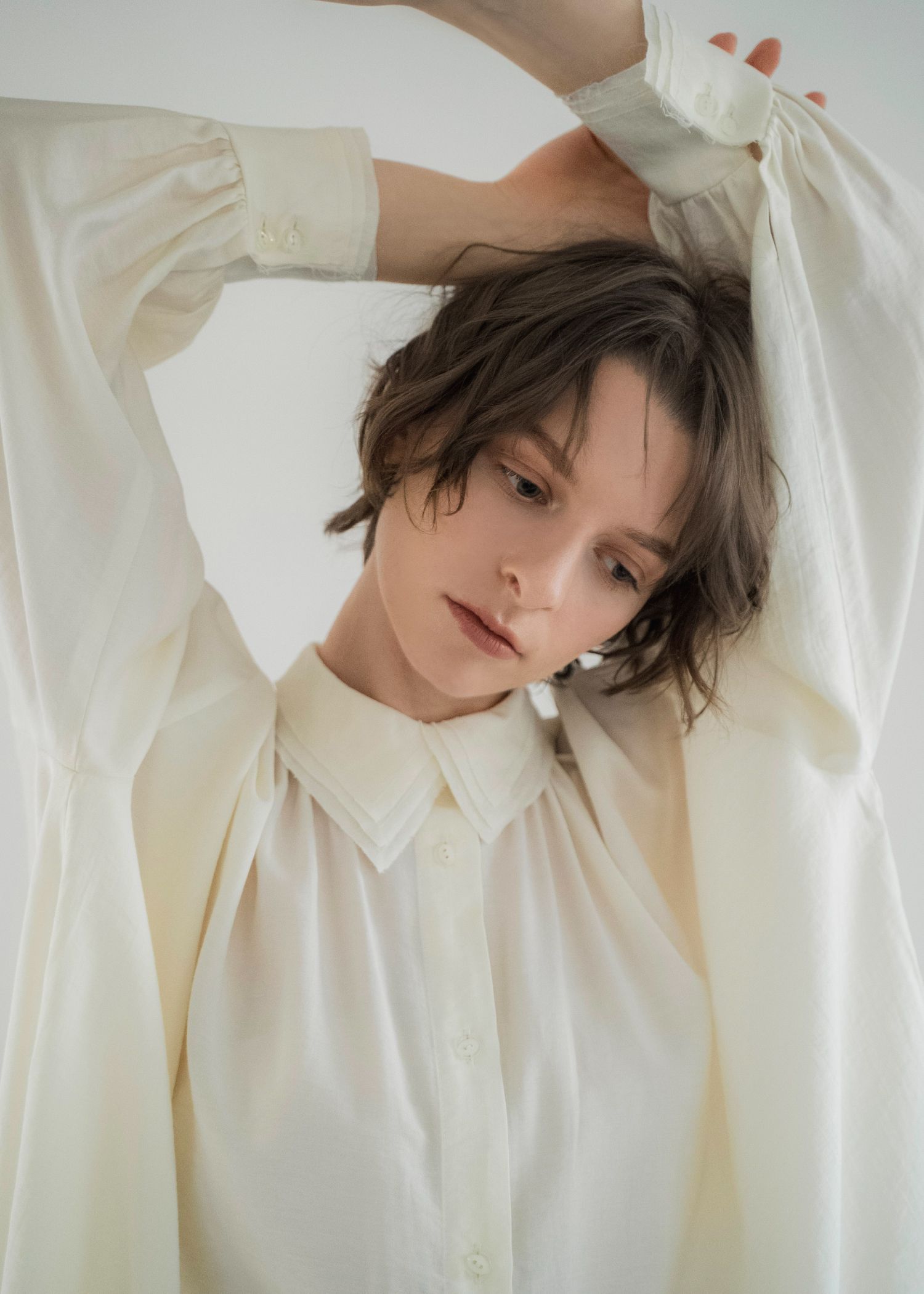 collar & cuffs triple layered over SH (Natural) / トリプルレイヤード オーバーシャツ (ナチュラル) / 26SS