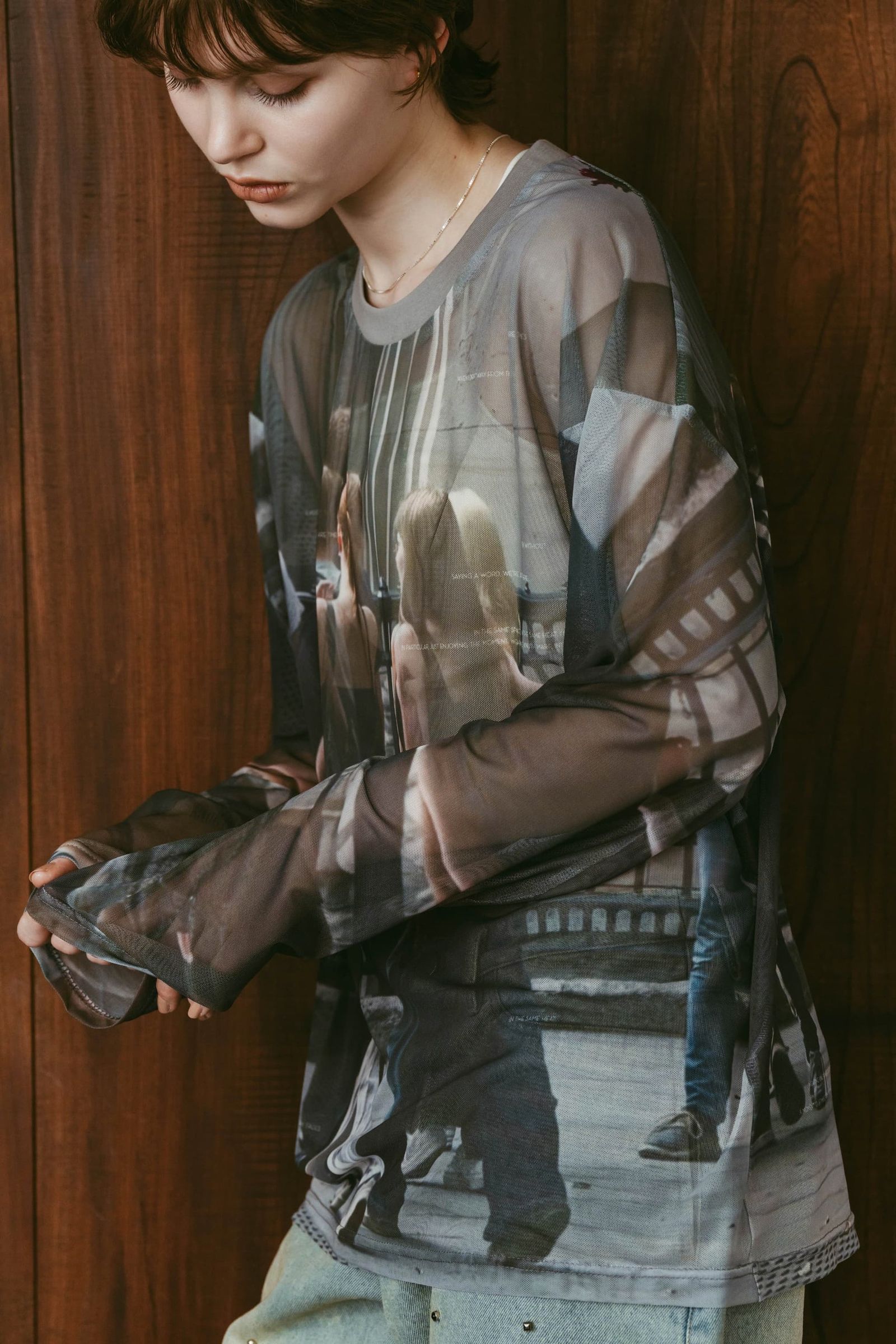 シアープリント ロングスリーブTシャツ (ガールズ) school sheer long-sleeve tee(unisex) (Girls) /  26SS