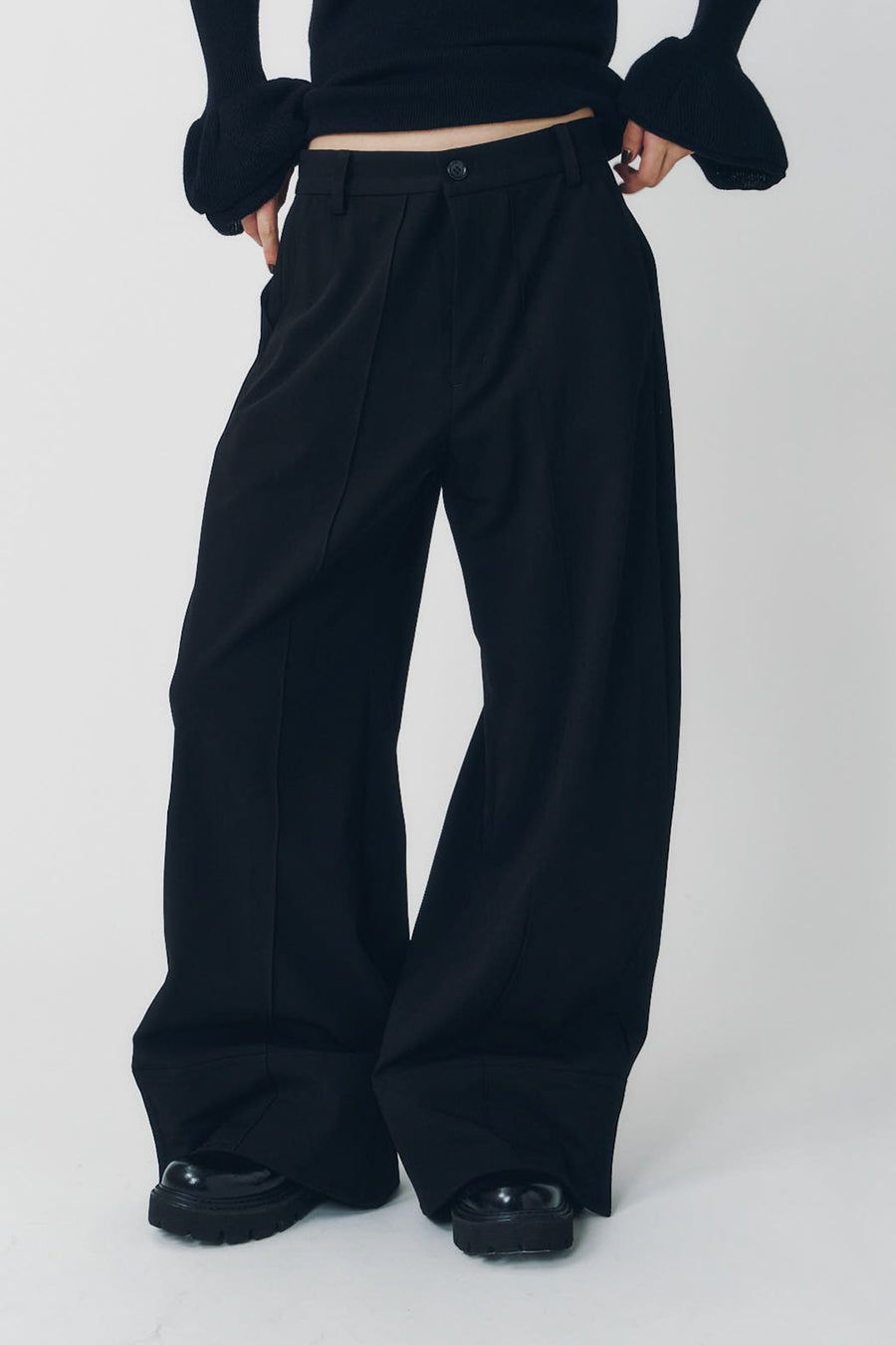 ダブルヘムトラウザー (ブラック) double hem trousers(unisex) (Black) / 26AW