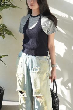 ニット ホルタービスチェ (ネイビー) knit halter bustier (Navy) /  26SS