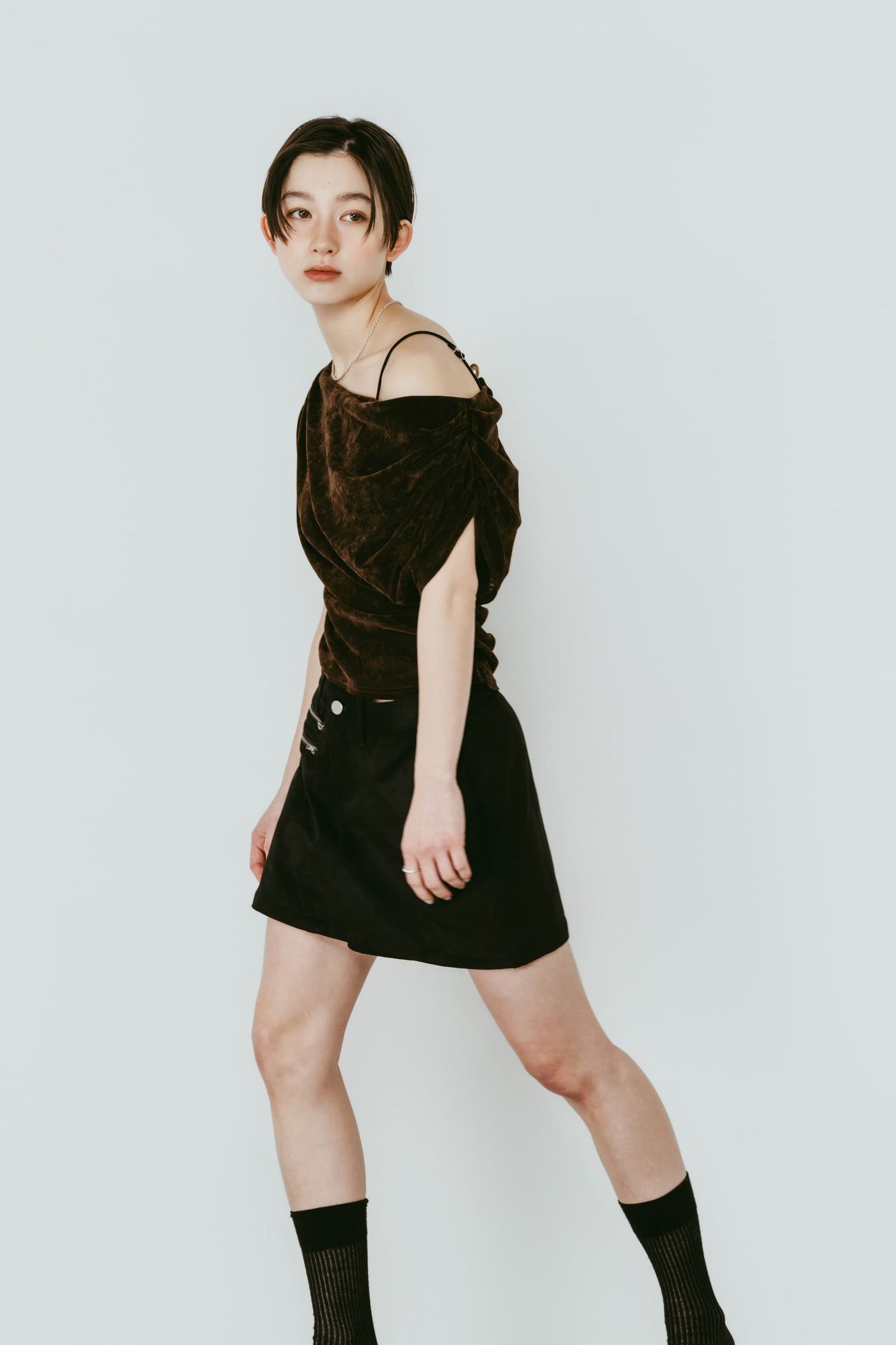 シアーベロア トップス (ブラウン) sheer velour top (Brown) /  26SS