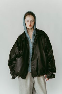 voluminous leather jacket(unisex) / ボリュームレザージャケットブルゾン (ブラック) / 25AW