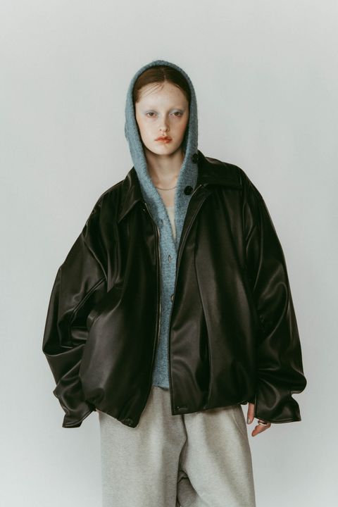 voluminous leather jacket(unisex) / ボリュームレザージャケットブルゾン (ブラック) / 25AW