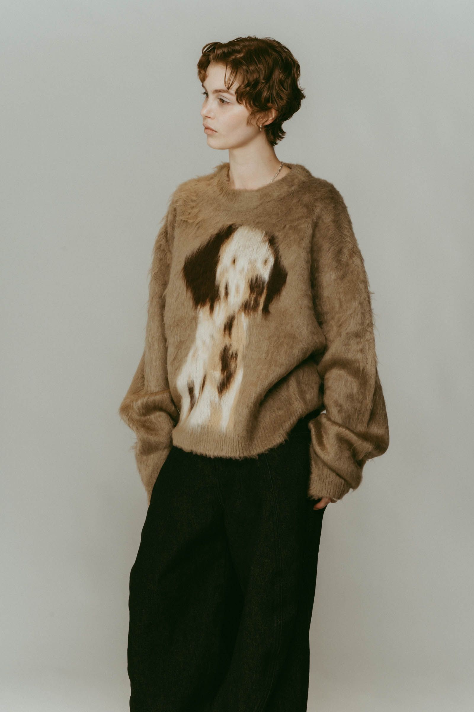 dalmatian shaggy knit(unisex) / ダルメシアン シャギーニット (ベージュ) / 25AW