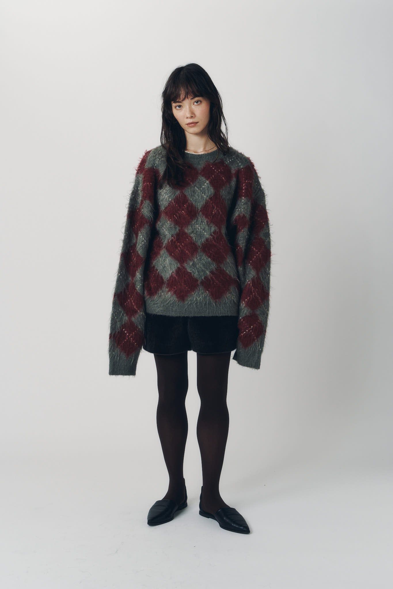 アーガイルニット (レッド) argyle knit(unisex) (Red) / 26AW