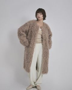 【先行予約】【26TH-17】カーリーファーコート (グレージュ) Curly Fur Coat (Graige) /  エコファー  /  フェイクファー 【受注期間6/14 23:59まで】