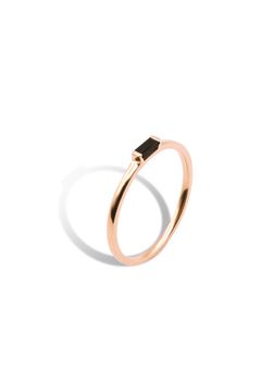 SINGLE BAGUETTE BLACK ONYX RING (PINKY) / シングル バゲット ブラック オニキス リング【ピンキー】K10/K18 (ピンクゴールド)