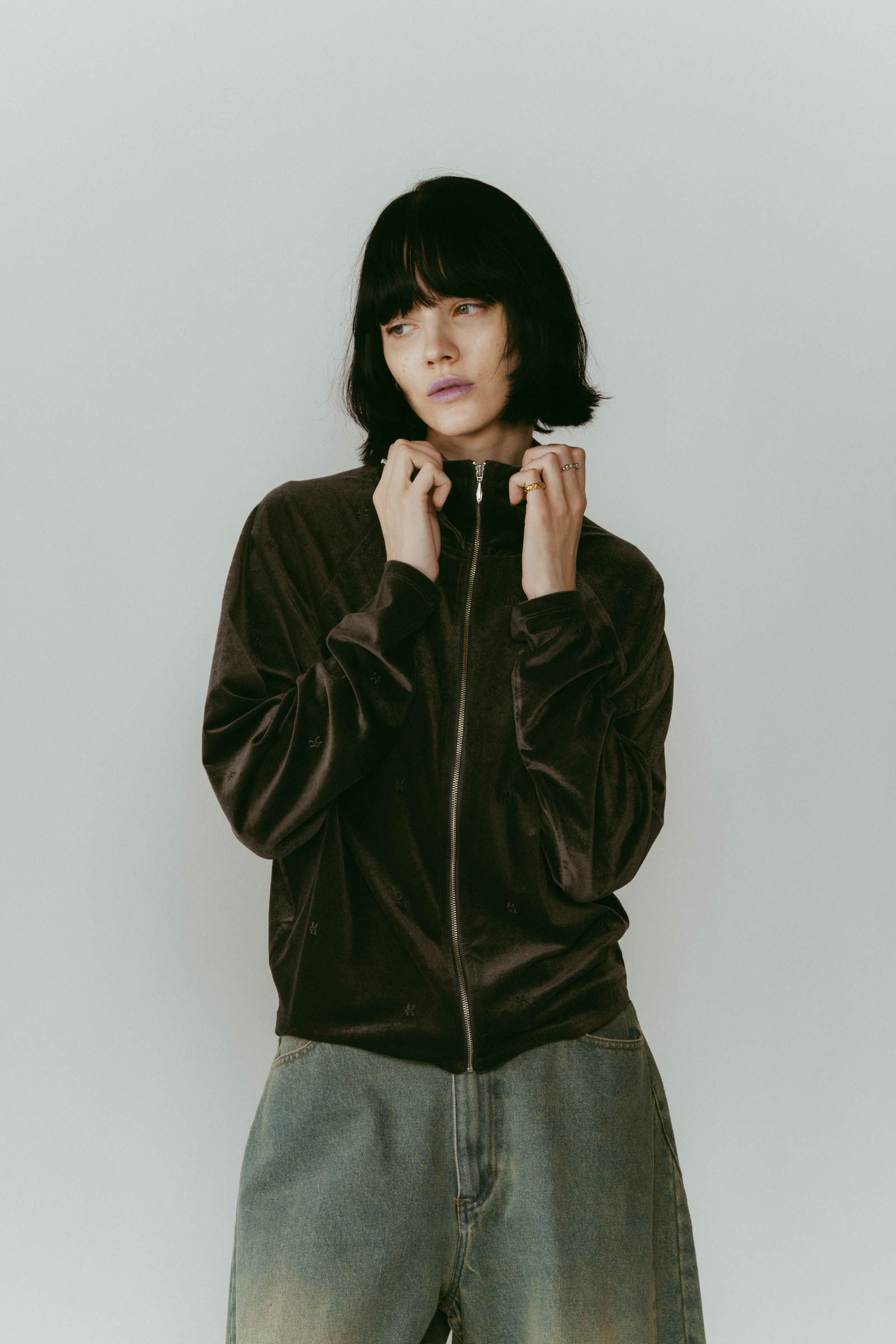 velours track jacket / ベロアトラックジャケット (グレー) / 25AW