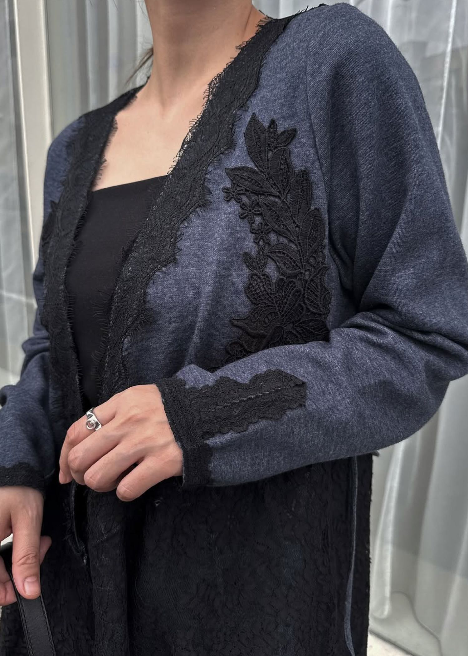 cachecoeur multi lace sweat OP / マルチレース スウェットワンピース (インディゴ) / 25AW