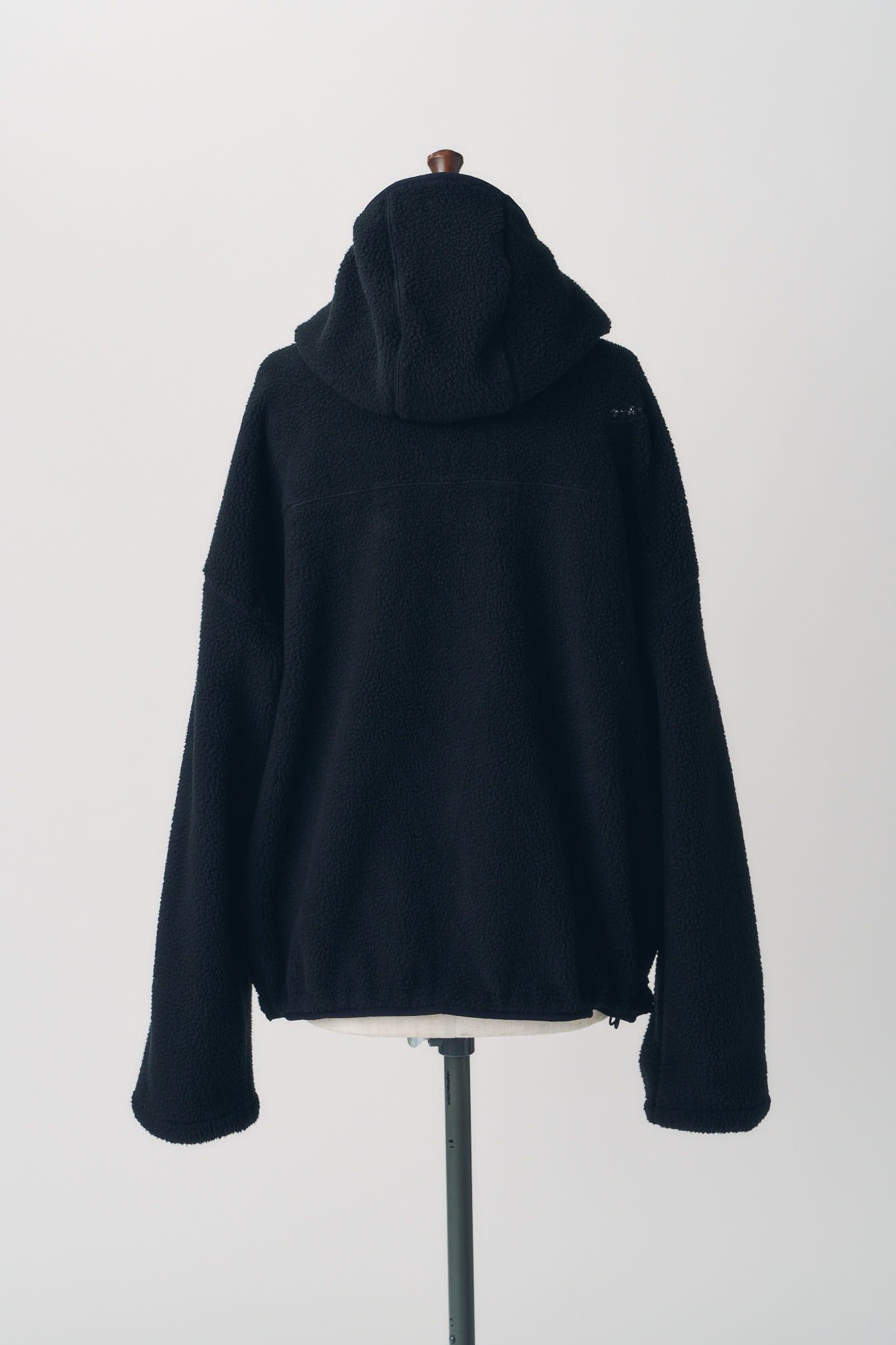 カーブジップ ボアフーディ (ブラック) curved zip boa hoodie(unisex) (Black) / 26AW