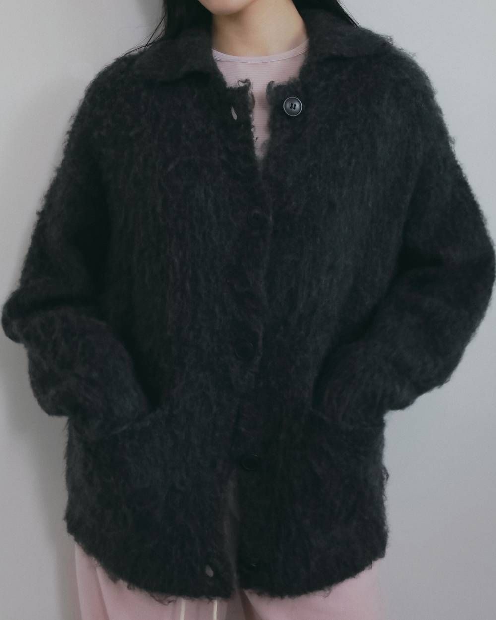 ブラッシュド ニットジャケット (チャコールグレー) Brushed Knit Jacket (Charcoal gray) / 26AW 【6月29日まで期間限定予約】