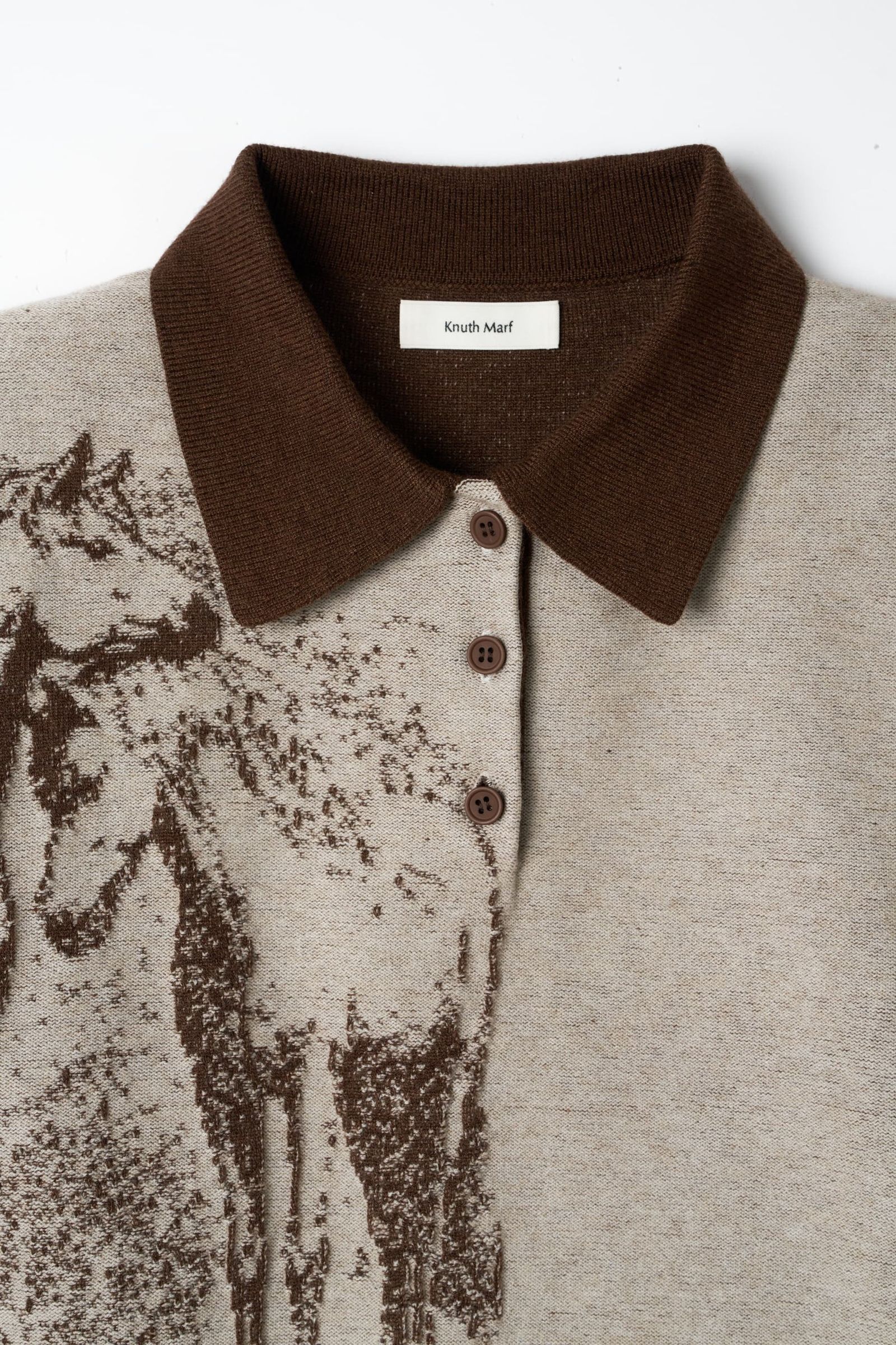 ジャガードポロニット (ブラウン) jacquard polo knit (Brown) / 26AW