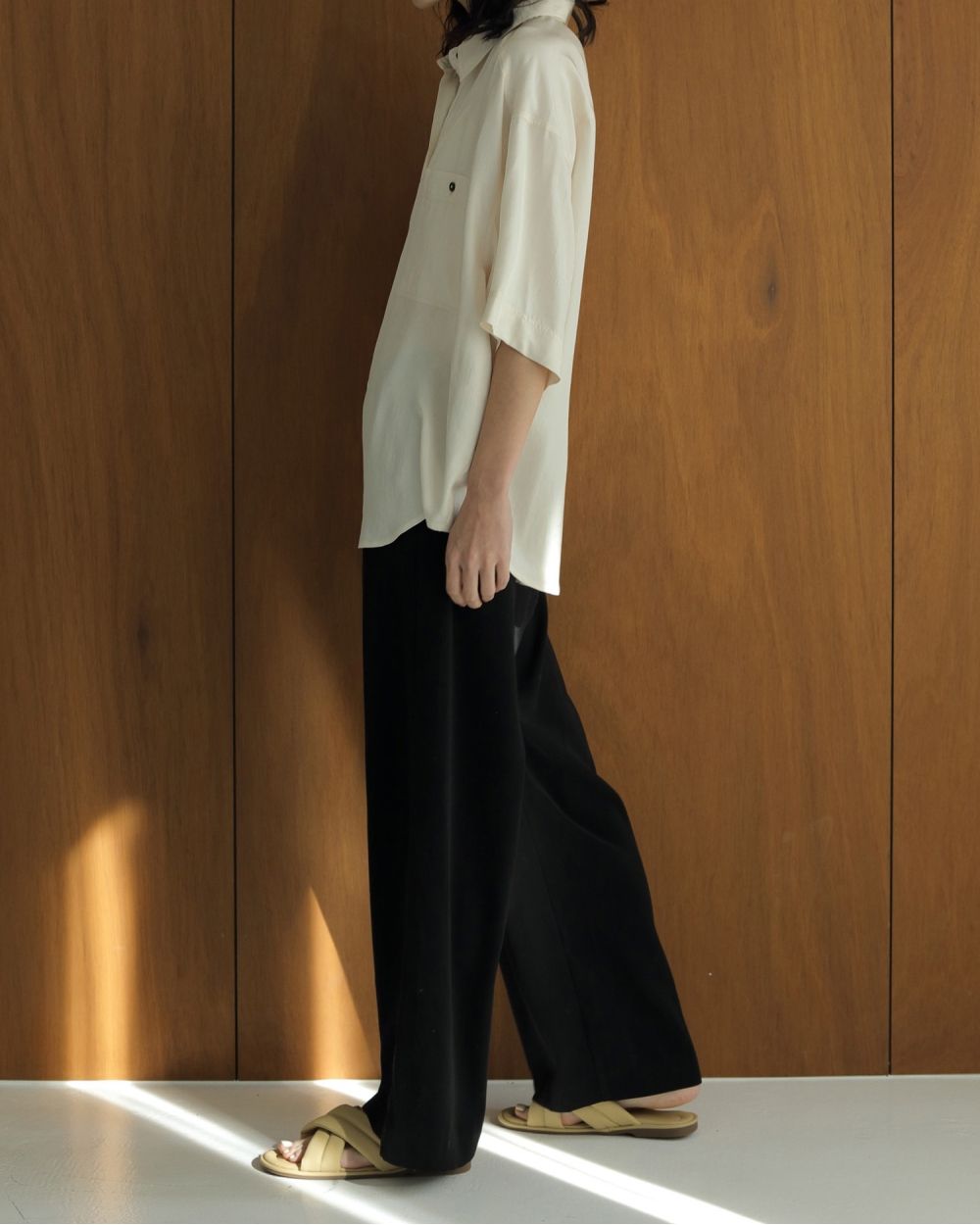 Georgette Rough Pant / ジョーゼット ラフパンツ (ブラック)
