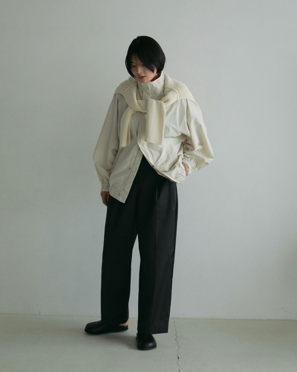 スタンドカラー ジップブルゾン (アイボリー) Standcollar Zip Blouson (Ivory) /  26SS