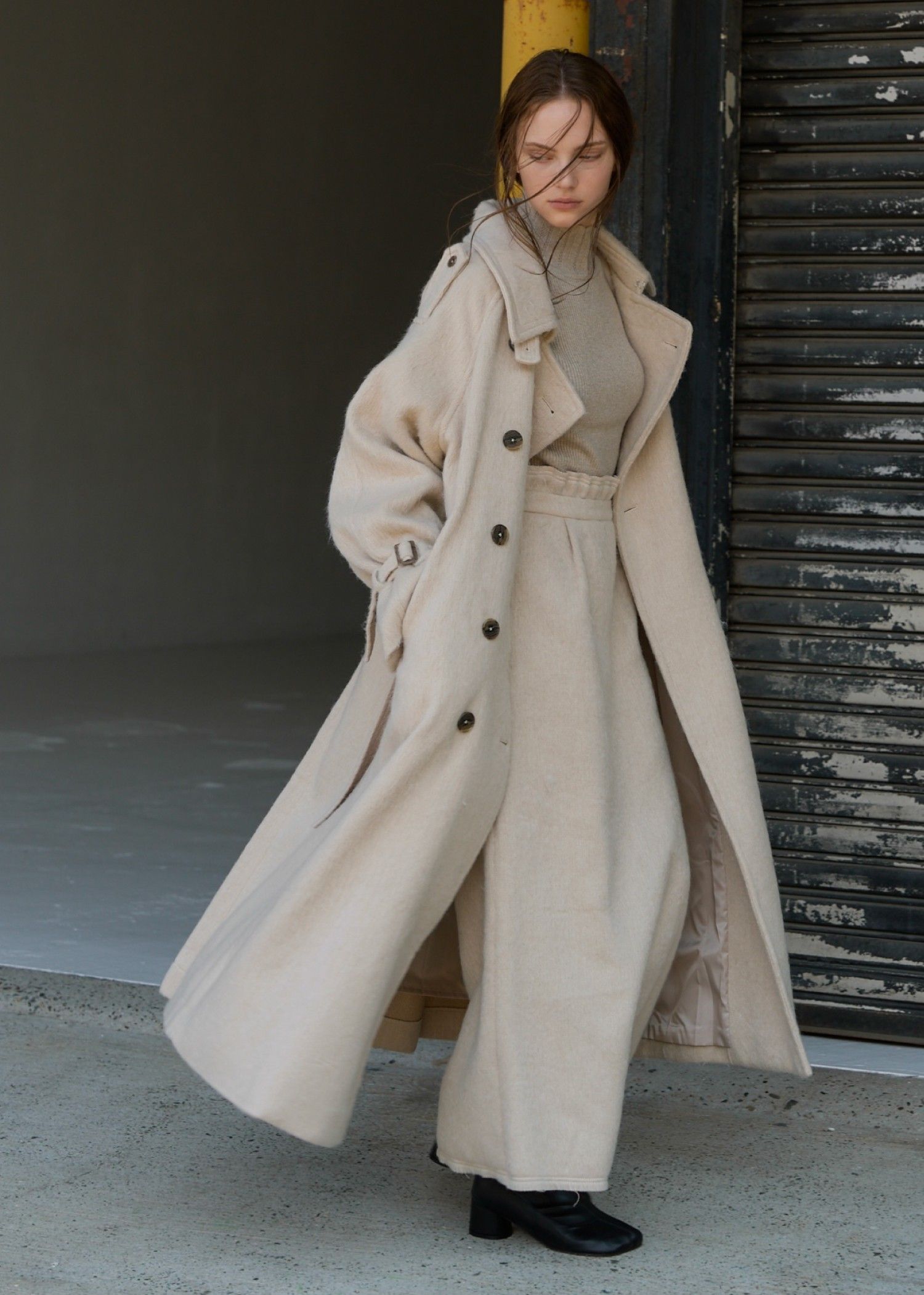 waist frill shaggy pencil SK / ウエストフリル シャギーペンシルスカート (ミルクティー) / 25AW /