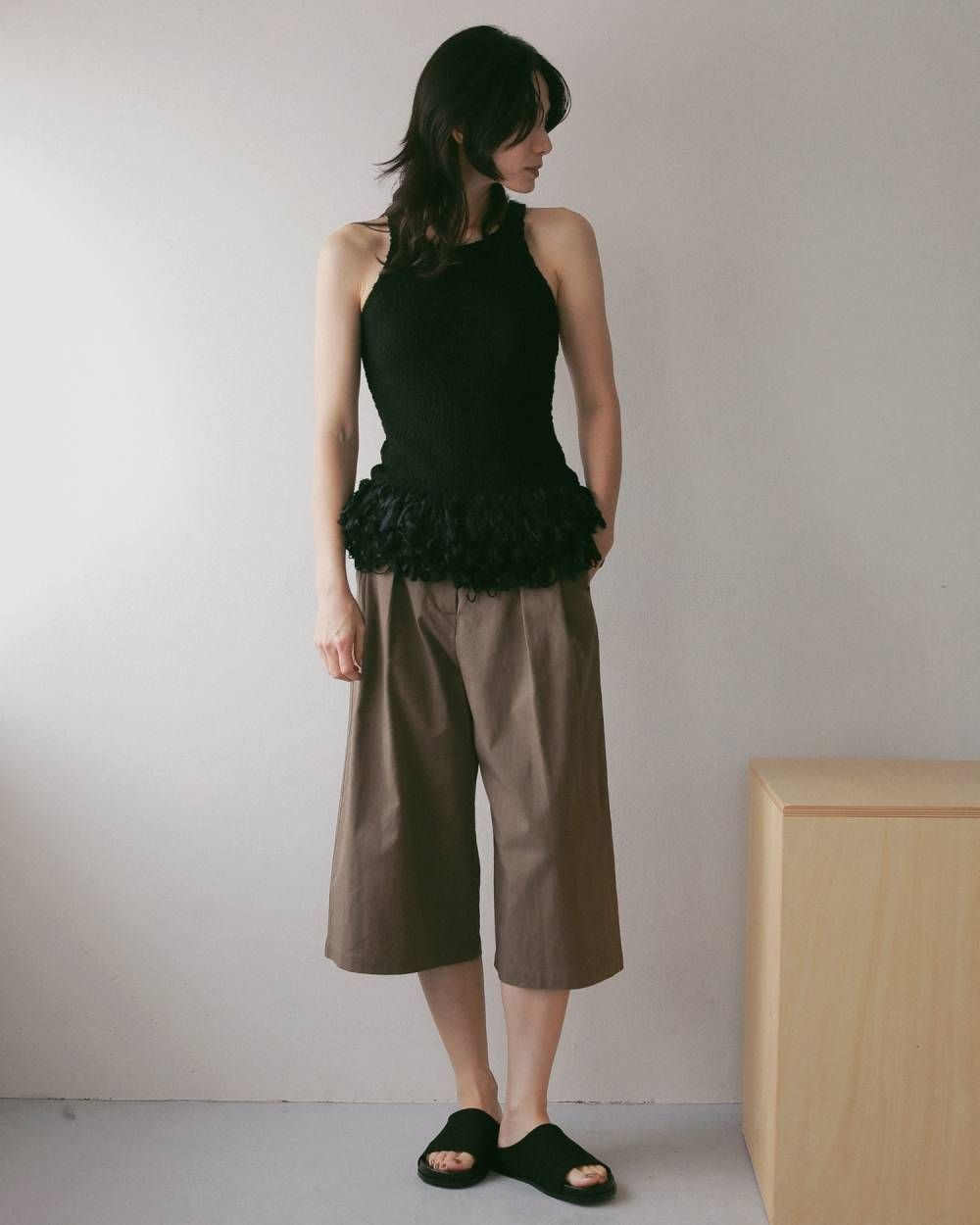アメスリ フリンジトップス (ブラック) Americansleeve Fringe Tops (Black) / 27SS