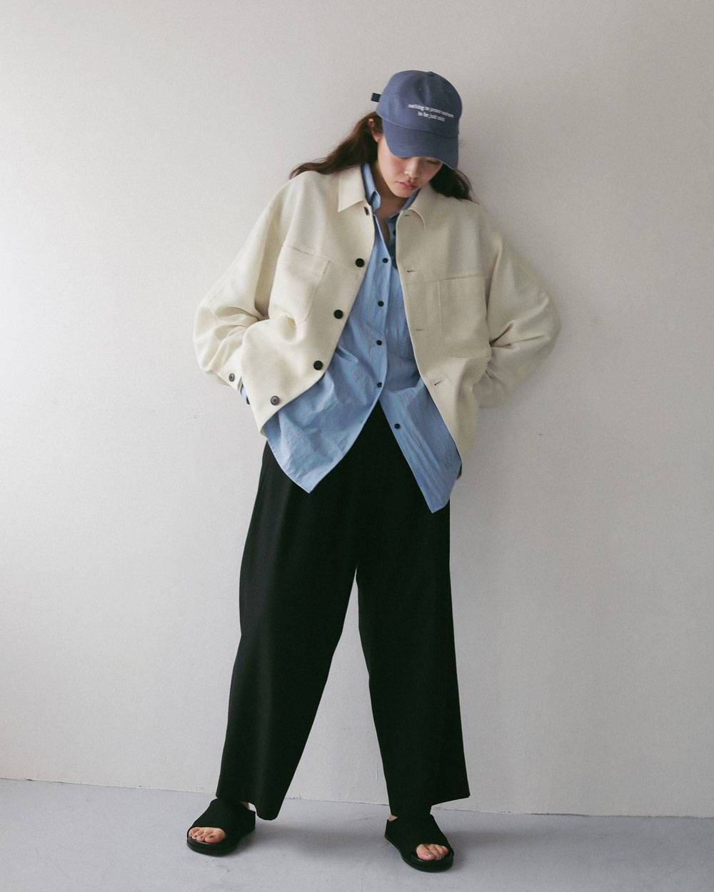 ツイル タックワイドパンツ (ブラック) Twill Tuck Widepants (Black) / 27SS