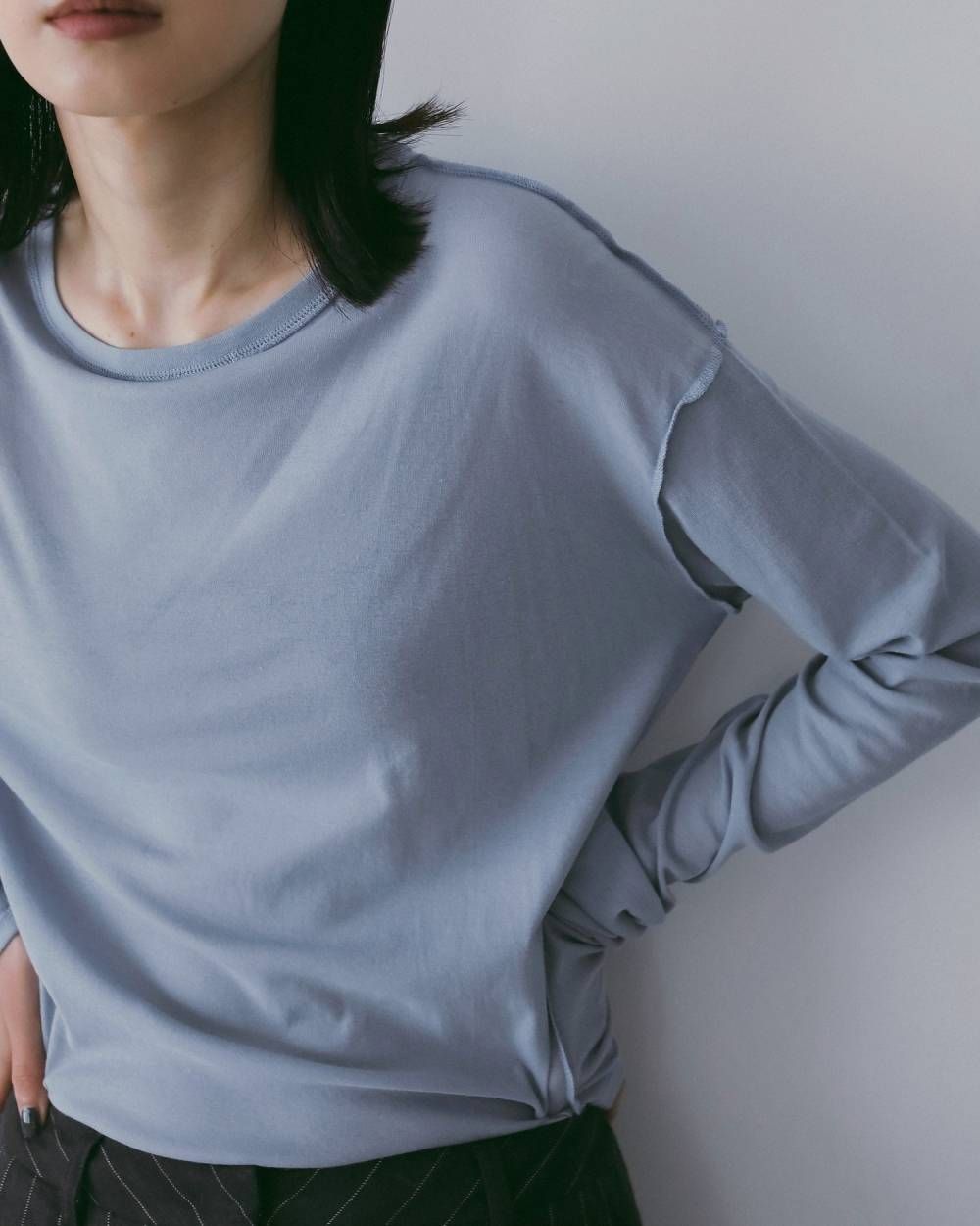 Sheer Long T-Shirts (I/blue) / シアーロングスリーブ Tシャツ (アイスブルー) / 26SS
