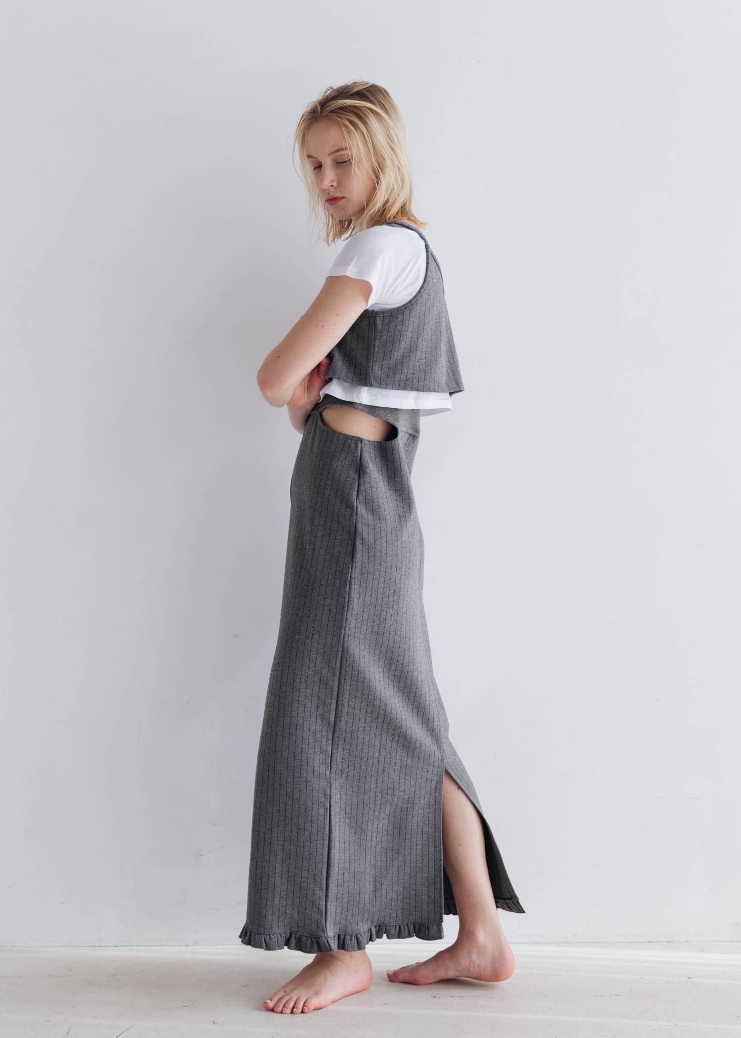 レイヤード3ピース ワンピース (ミックス) asymmetry layered 3 piece stripe OP (Mix) /  26SS