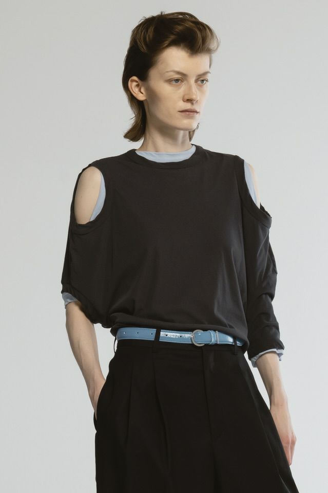 【25SS】SHEF OPEN SHOULDER T-SHIRT / オープンショルダーTシャツ (チャコールグレー)