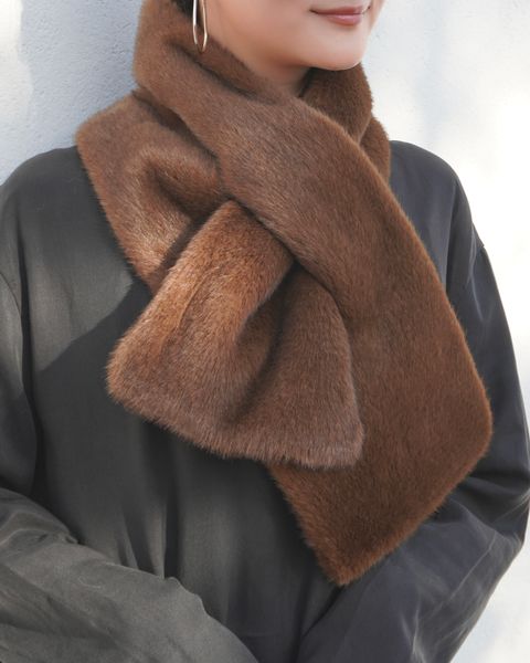 【25AW】Mink Like Fur Tippet (ブラウン) / ミンクライクファー ティペット / ストール / エコファー / フェイクファー