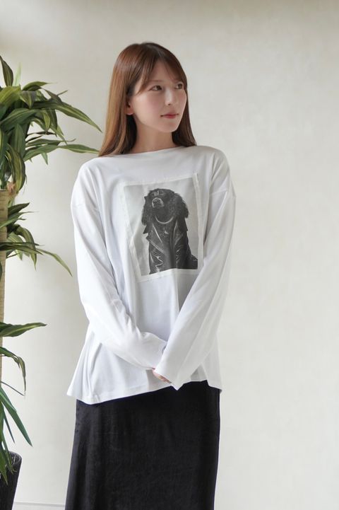レイヤープリントロンT (ホワイト) Layered long-sleeve graphic T-shirt (White) / 26AW