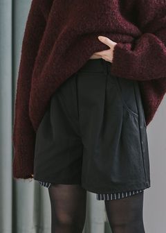 stripe pocket peep tuck chino S/PT / タックチノ ショートパンツ (ブラック) / 25AW