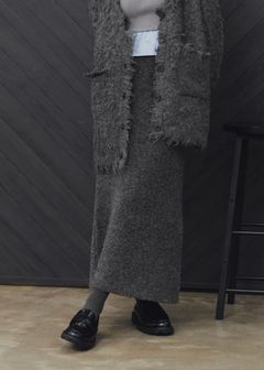 boucle pencil knit SK / ブークレ ペンシルニットスカート (チャコール) / 25AW