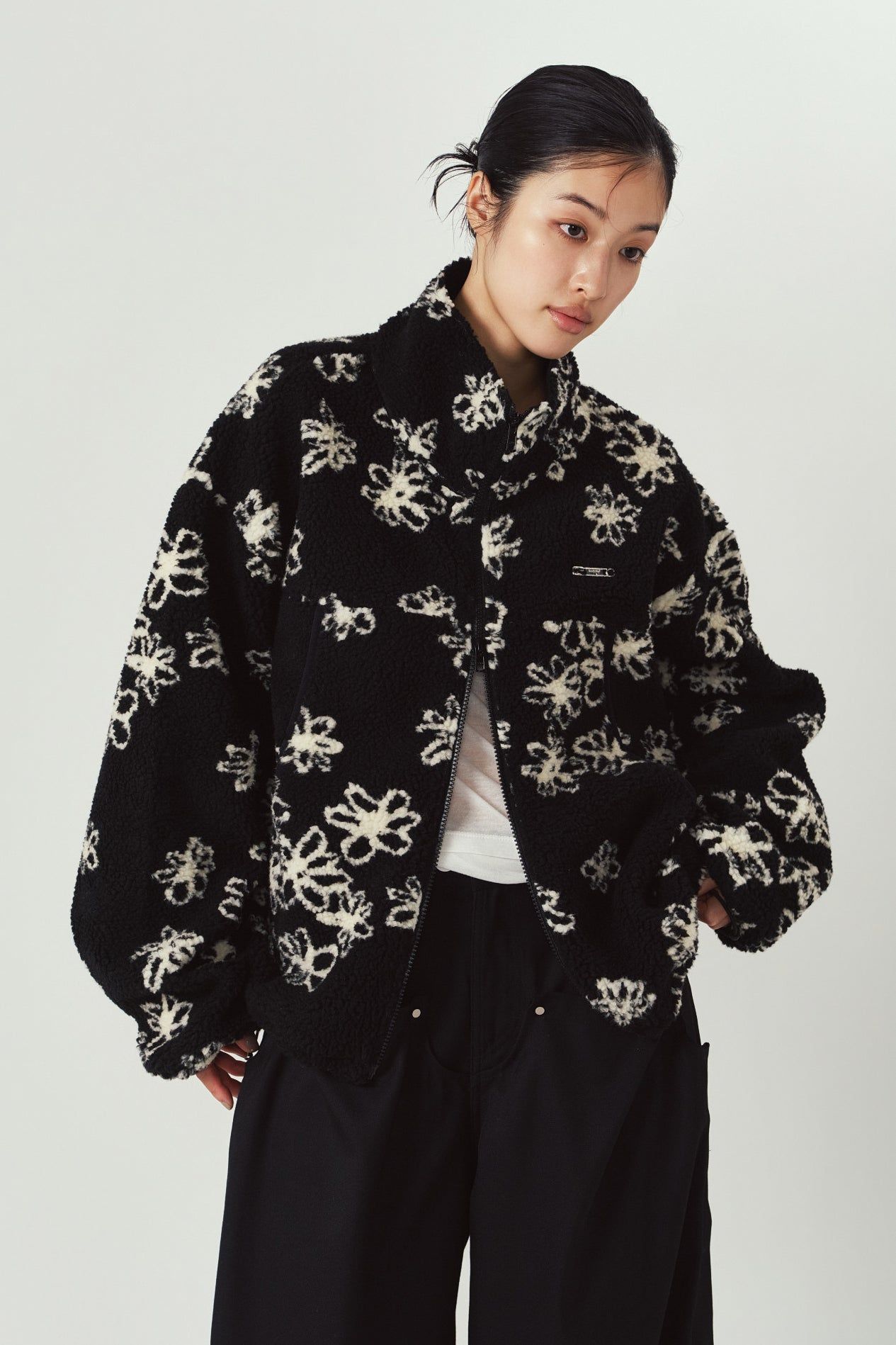 フラワー ボアフリース (ブラック) flower boa fleece(unisex) (Black) / 26AW