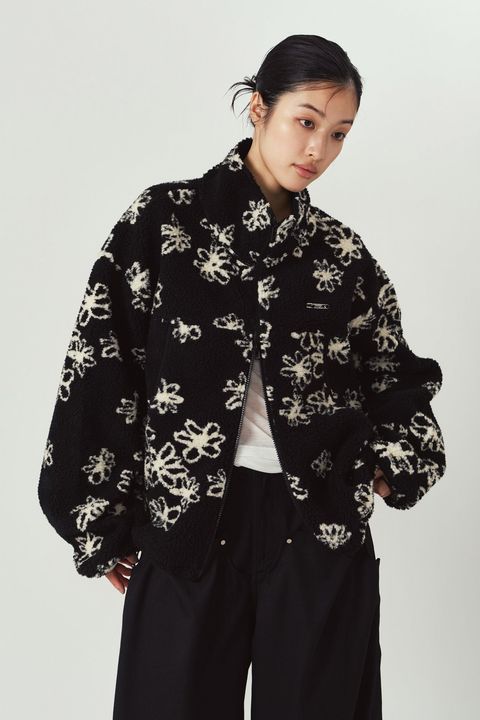 フラワー ボアフリース (ブラック) flower boa fleece(unisex) (Black) / 26AW