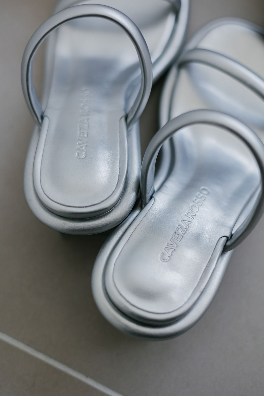 【残り1点】DOUBLE STRAP HEEL SANDALS / ダブルストラップヒールサンダル (シルバー)