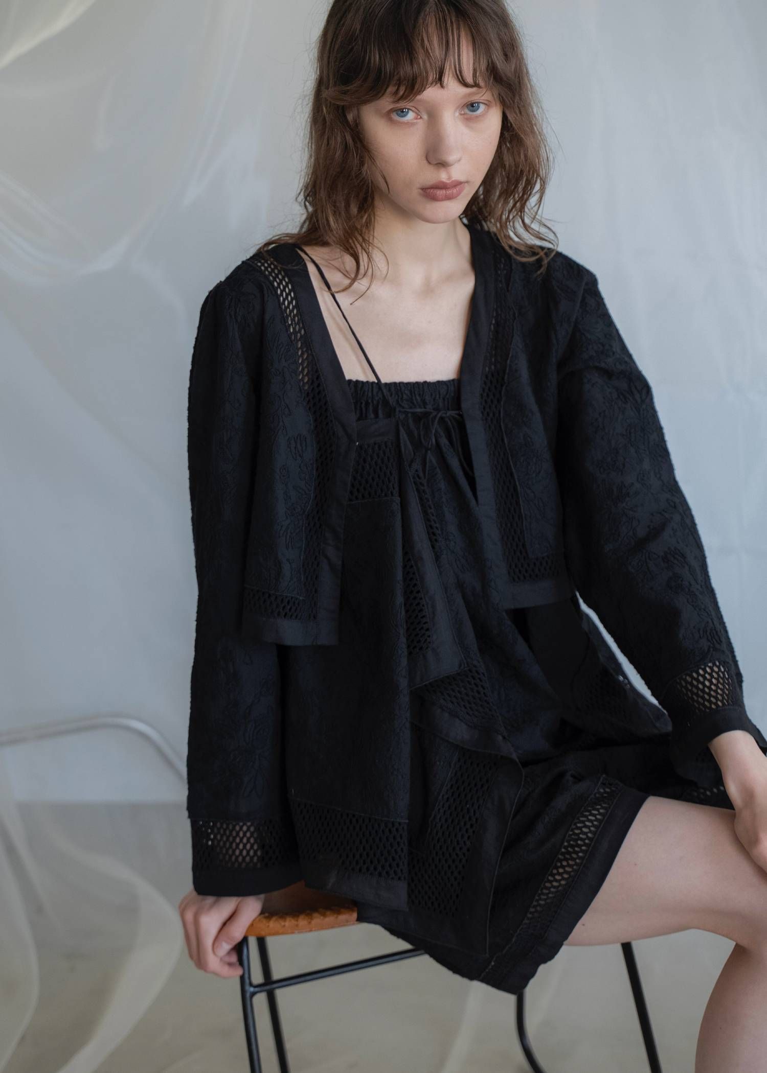 レースボレロ  (ブラック) trimming lace cropped bolero BL (Black) /  26SS