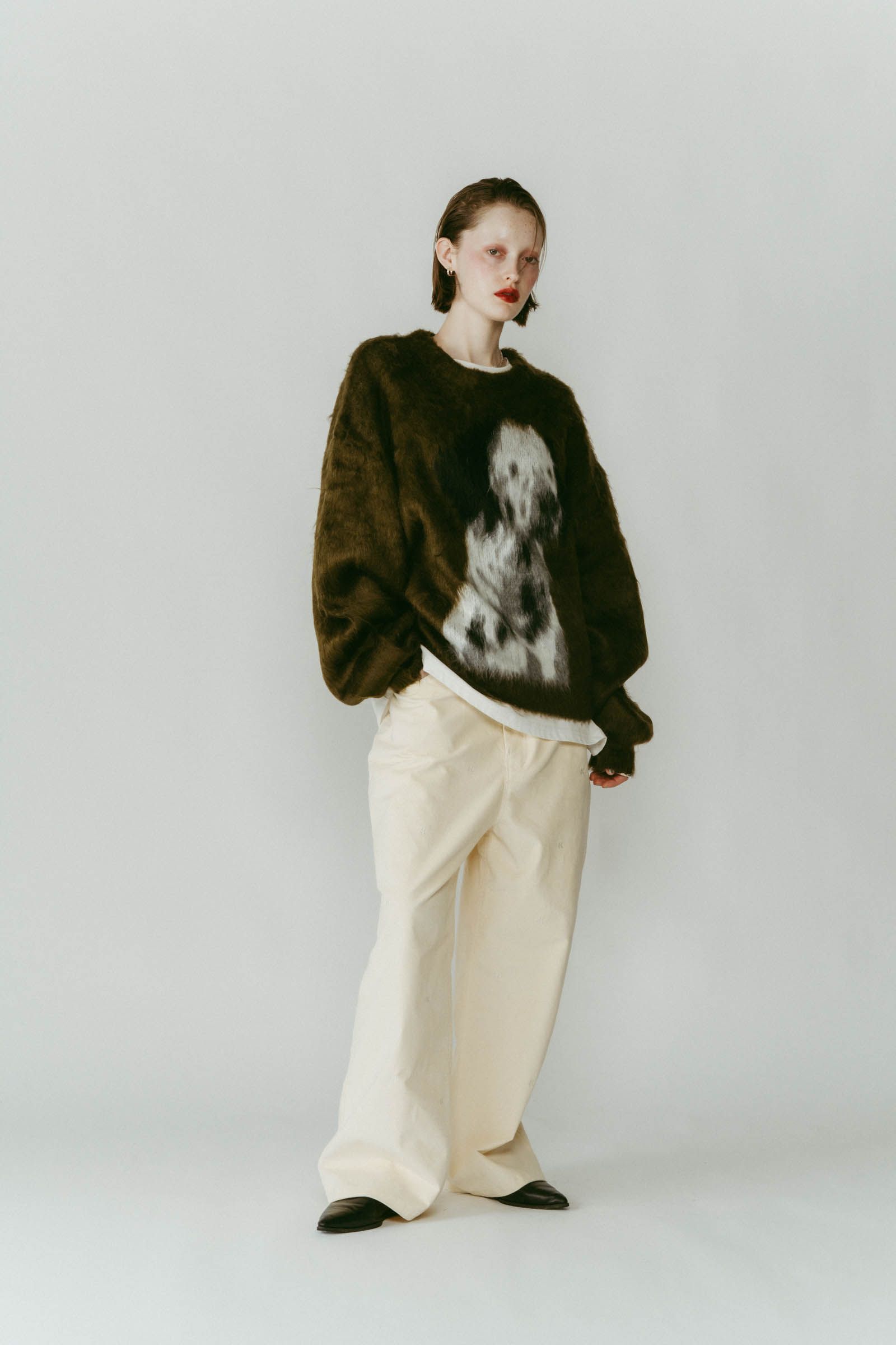 dalmatian shaggy knit(unisex) / ダルメシアン シャギーニット (グリーン) / 25AW
