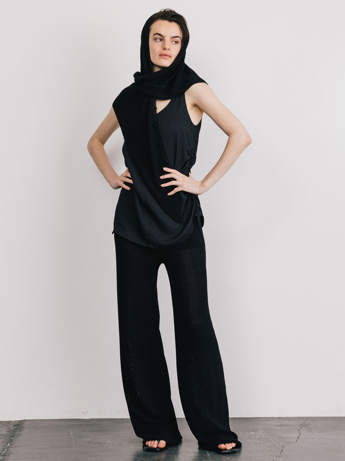 【25SS】ACETATE KNIT PANTS / アセテート ニットパンツ (ブラック)