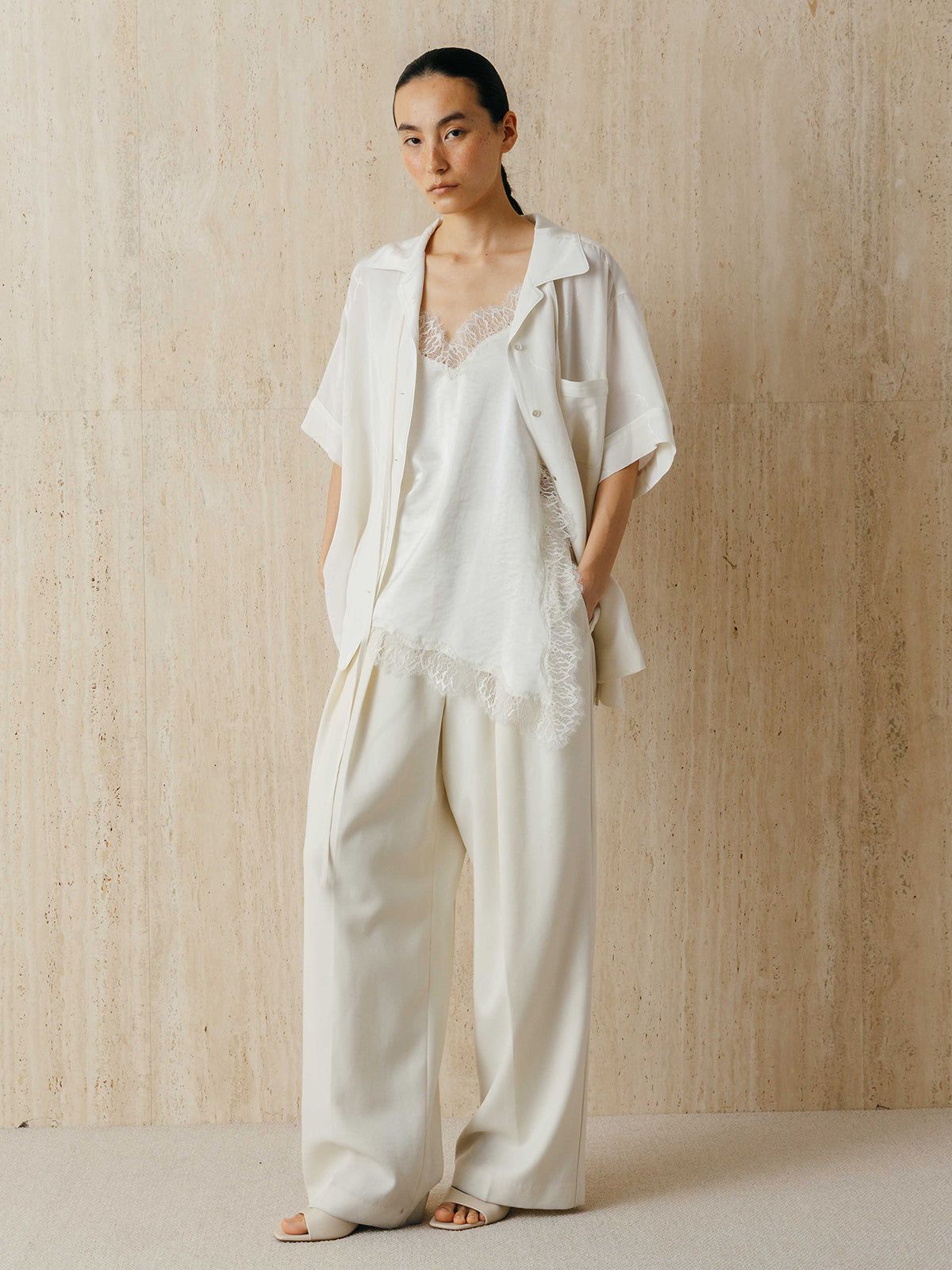 サテンジャガードシャツ (アイボリー) SATIN JQ SHIRTS (Ivory) /  26SS