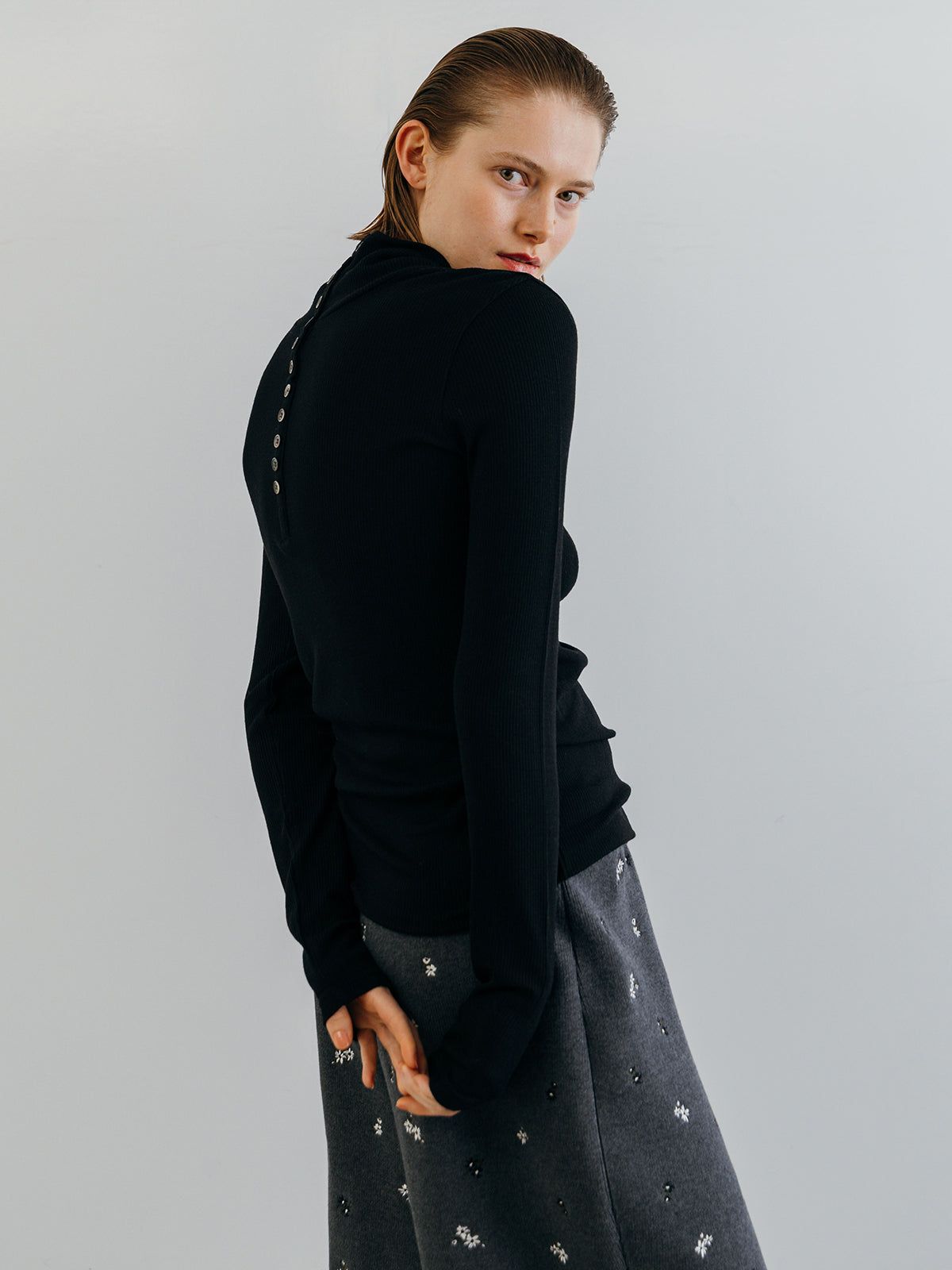 HENRY HIGH NECK TOPS / ヘンリーハイネックトップス (Black) / 26SS