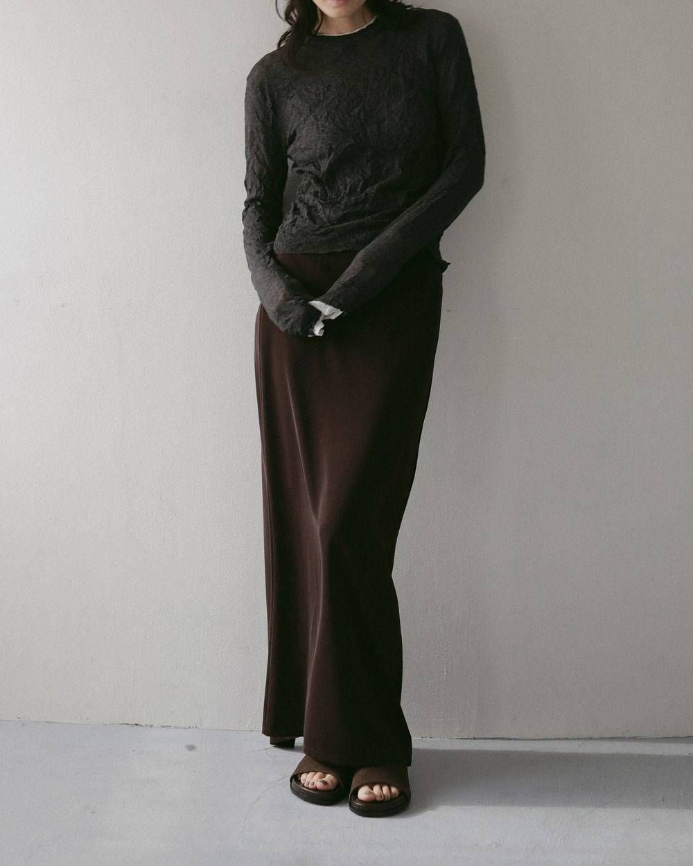 ジョーゼットペンシルスカート (ブラウン) Georgette Pencil Skirt (Brown) / 27SS