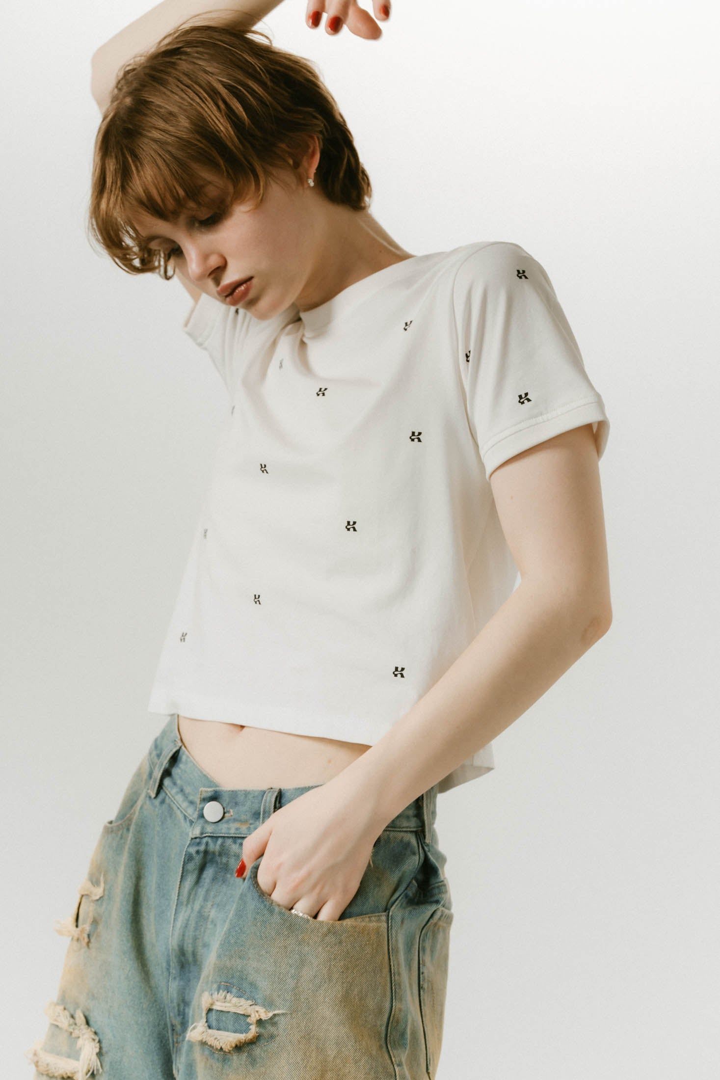 K motif mini T shirt / Kモチーフ ミニTシャツ (ホワイト) / 25SS