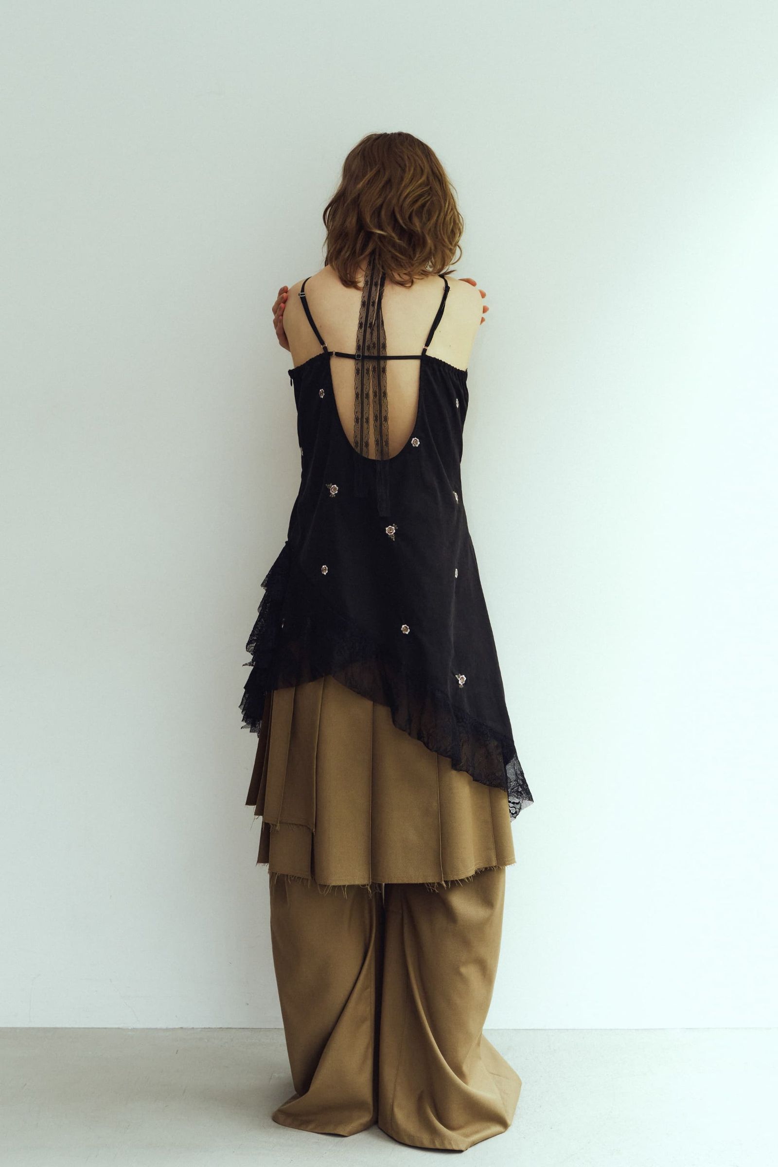 レースキャミソールドレス (ブラック) lace cami dress (Black) / 26AW