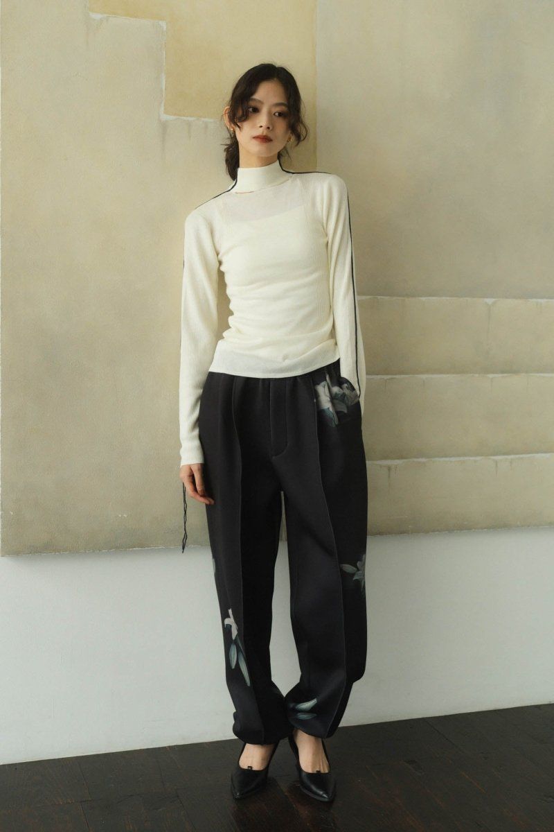 2way piping high neck knit / パイピングハイネックニット (アイボリー)