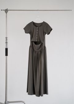 ヘルシーカット ワンピース (カフェモカ) healthy cut out waist snap button OP (caffe mocha) /  26SS