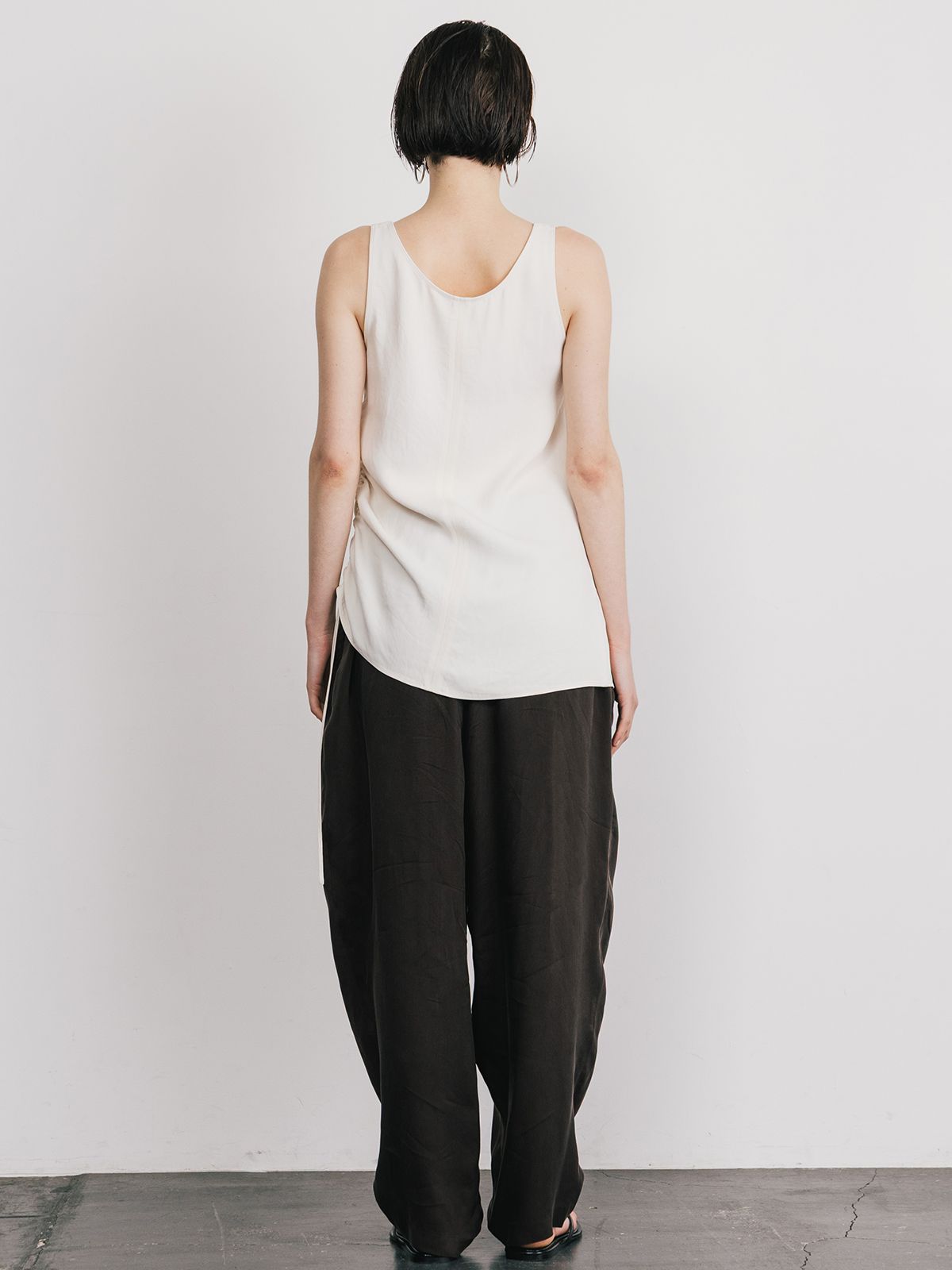 【25SS】ACETATE GATHER TANK / アセテートギャザータンクトップ (アイボリー)