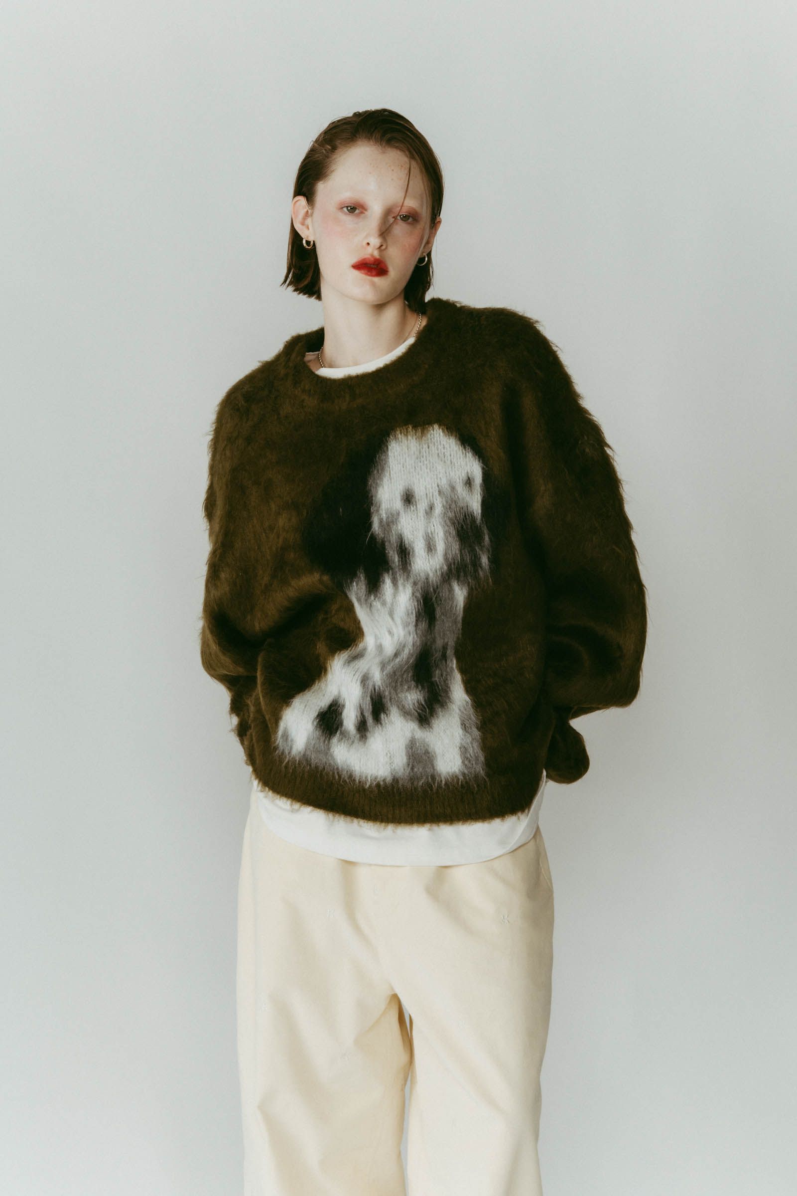 dalmatian shaggy knit(unisex) / ダルメシアン シャギーニット (グリーン) / 25AW