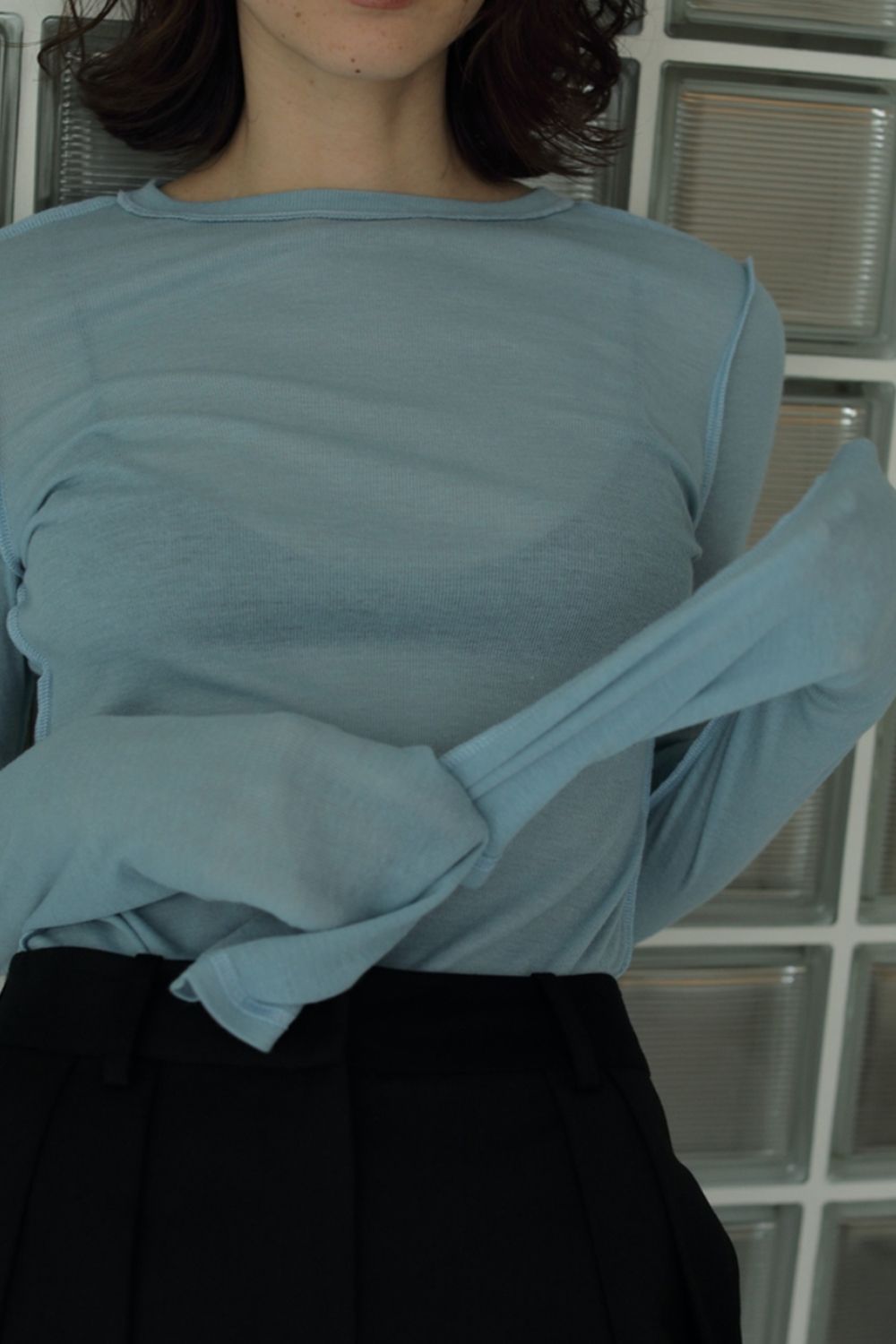 Reversible Long T-shirts / リバーシブルロングTシャツ (ライトブルー)