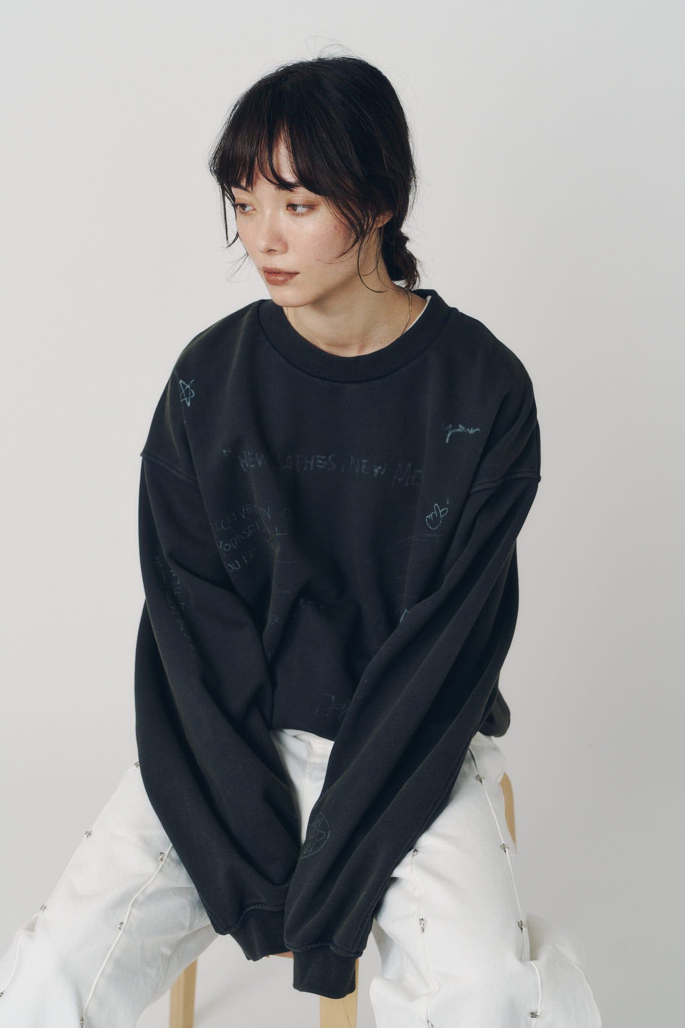 メッセージ スウェット (チャコール) message sweatshirt(unisex) (Charcoal) / 26AW