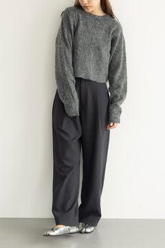 ワンタックストレートスラックス (ネイビー)