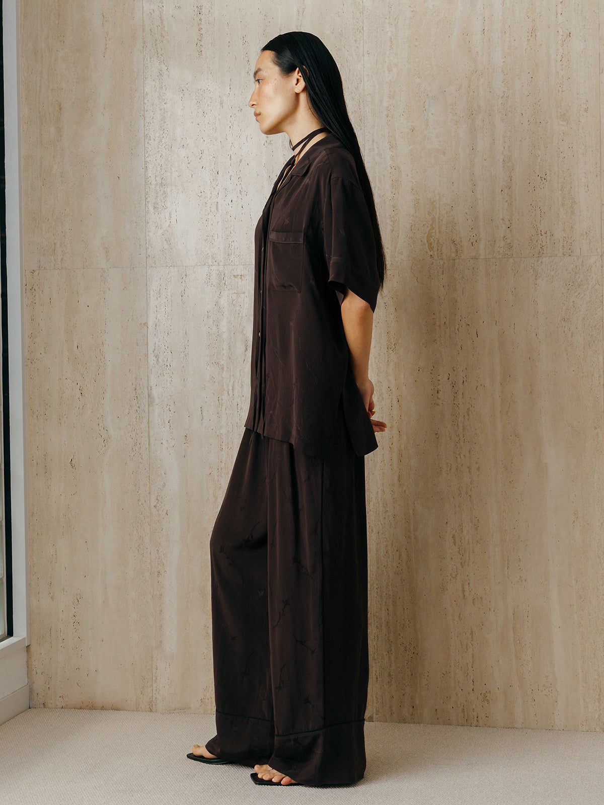 サテンジャガードシャツ (ブラック) SATIN JQ SHIRTS (Black) /  26SS