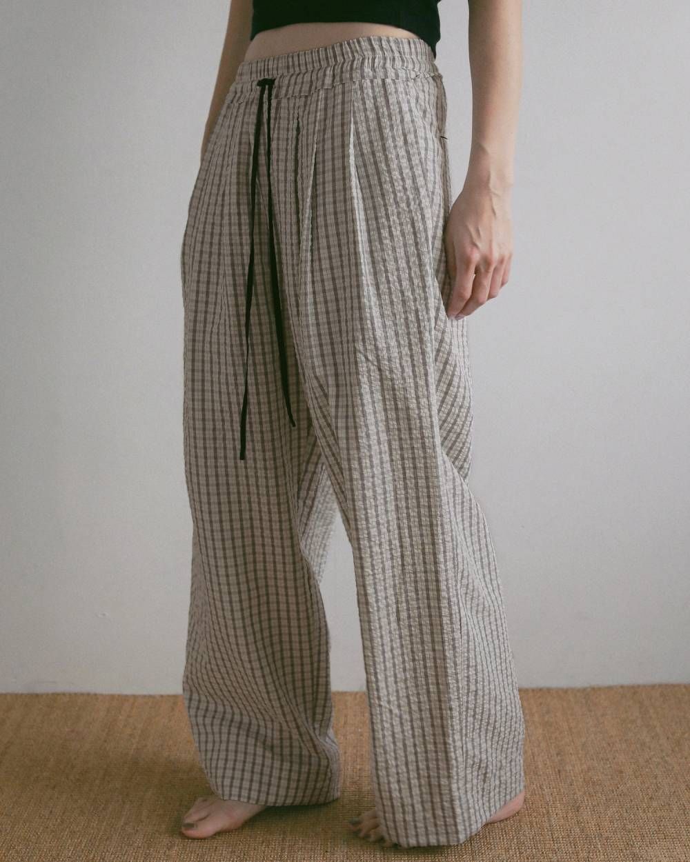 シアサッカー ルーズパンツ (アイボリー) Suckercheck Loose Pants (Ivory) / 27SS