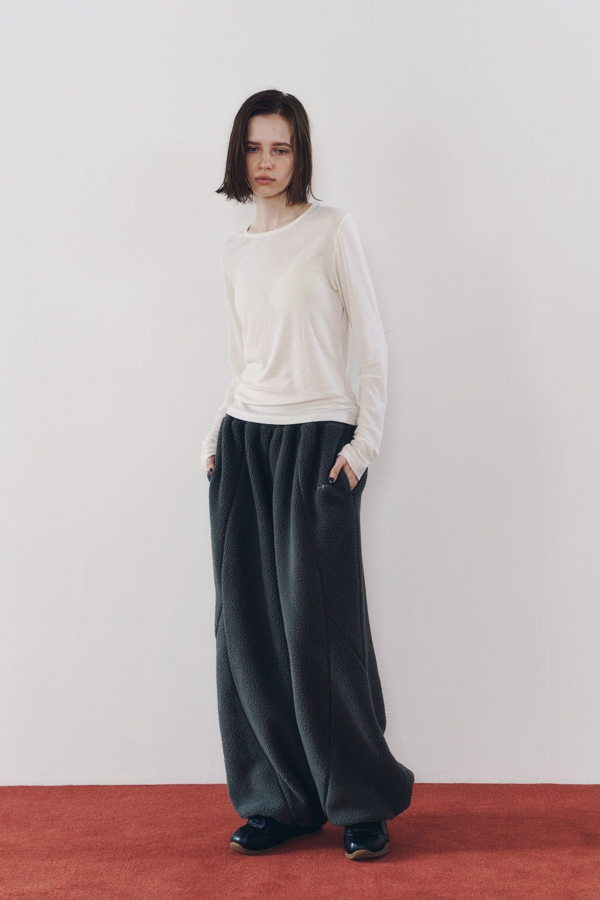ボアパンツ (グレー) switching boa pants(unisex) (Gray) / 26AW